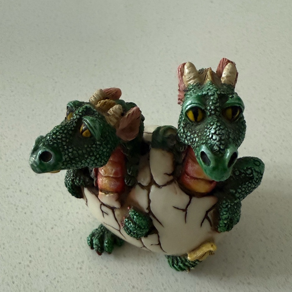 Twin Green Dragons Hatching from Egg Figurine Figure '97 WU Resin Summit
